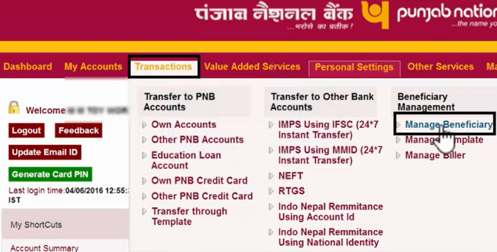 How To Add Beneficiary In Pnb Account