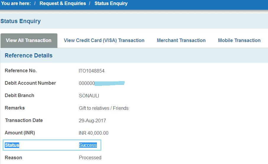 Check Transaction Status Using Reference Number In SBI