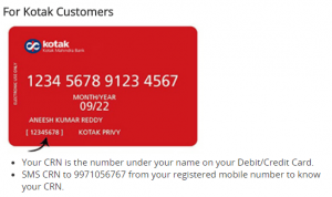 crn number kotak bank