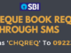sbi cheque book request through sms