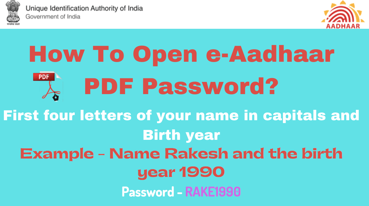 How To Open E Aadhaar Pdf Password