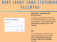 HDFC Credit Card Statement Password